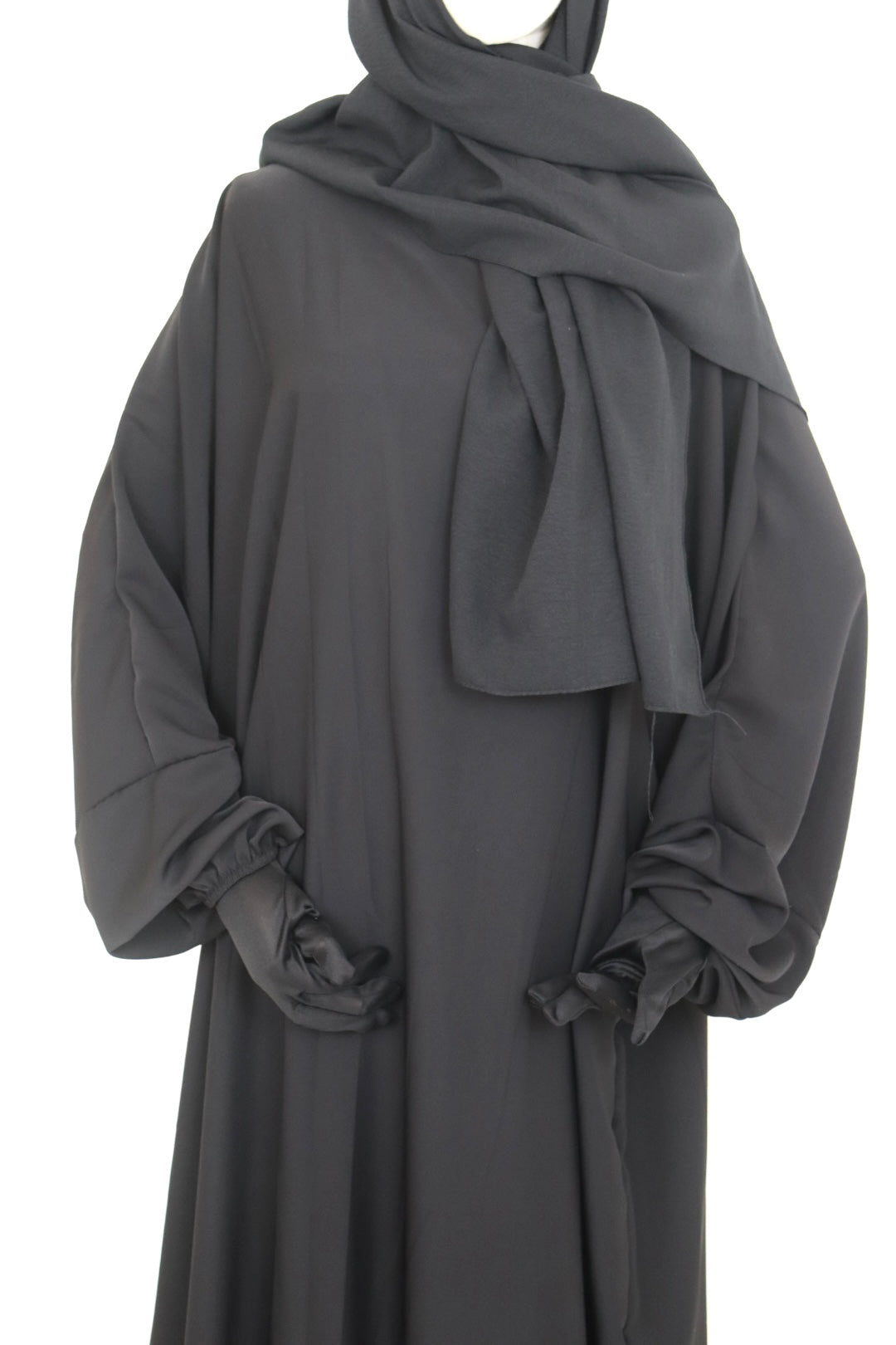Abaya manche élastique noir